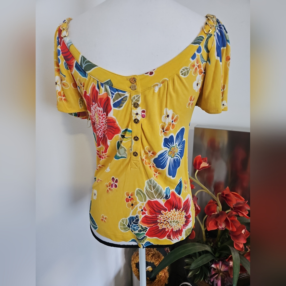 DOLCE & GABBANA Floral Print, Short Sleeve Blouse 42